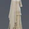 Image of off white chikankari sharara set for women