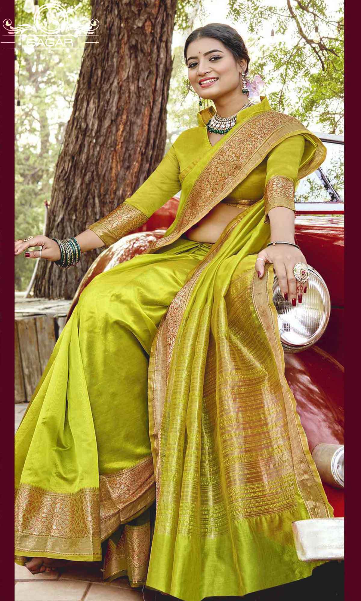 Buy Bollywood Model Parrot green net party saree in UK, USA and Canada