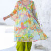 Image of a trendy printed kurta set for women, featuring a floral printed kurta paired with stylish dhoti pants