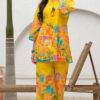 Image of Yellow Color Cotton Printed Co-ord Set