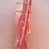 Image of Pure Organza Onion Pink Color Embroidered Border Saree