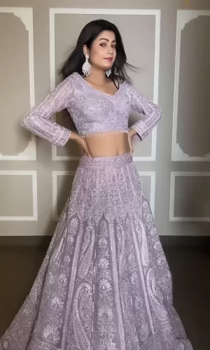 image of lavender color lehenga choli