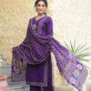 Royal Purple Cotton Kurta Set with Dupatta