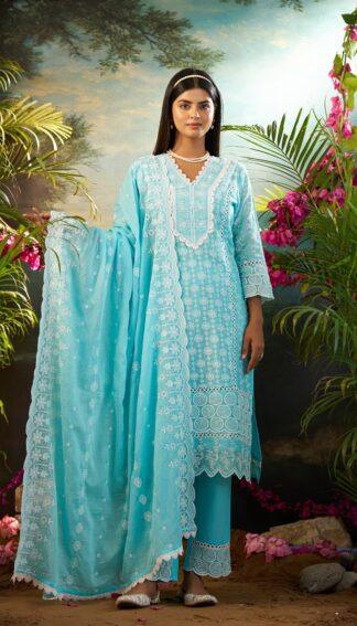 Sky Blue Chikankari Kurta Set with Dupatta