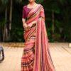 Multicolor Striped Saree with Contrast Blouse