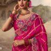 Designer Rani Pink Silk Saree with Heavy Embroidery & Zari Border