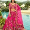 Designer Rani Pink Embroidered Lehenga with Peacock Motifs & Net Dupatta