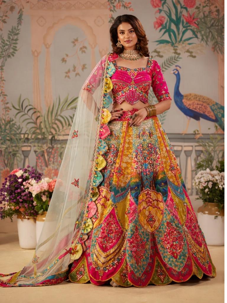 Multicolor Banarasi Silk Lehenga