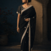 Midnight Black Embroidered Stitched Heavy Blouse