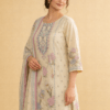 model wearing printed cotton kurta set with dupatta
