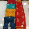 Bandhej collection multicolor bandhani print silk sarees with kundan and zari peacock motifs, wholesale lot