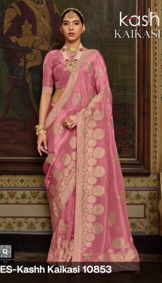 Kash Kaikasi Banarasi silk saree catalog by Johrivaj Rivaaz, set of 10 designs with zari weave and matching blouses