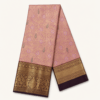 Pink Kanchipuram Silk Saree with Gold Zari Paisley Weave & Contrast Border