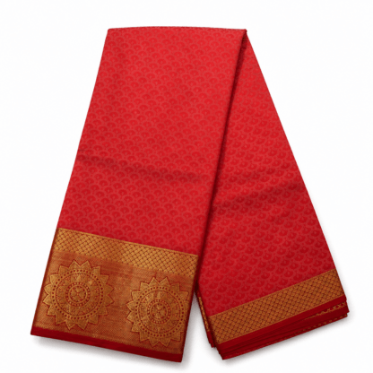 Traditional Red Kanjivaram Style Silk Saree with Gold Zari Border