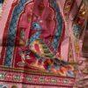 Dusty Pink Chinnon Saree with Bird Motif Zari Embroidery with Ready Blouse