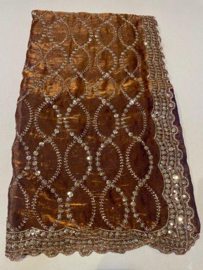 Rust Maroon fendy silk saree