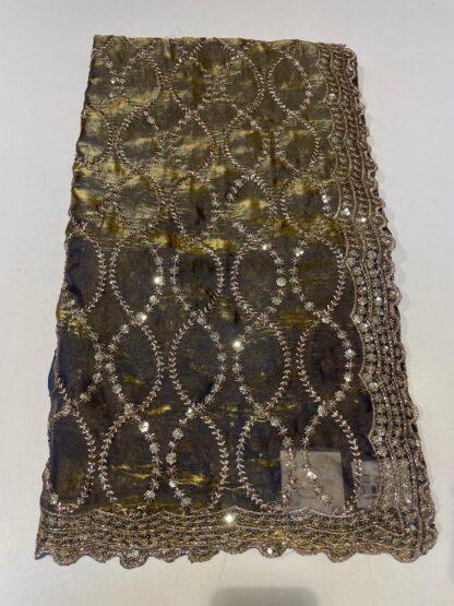 Grey color fendy silk saree