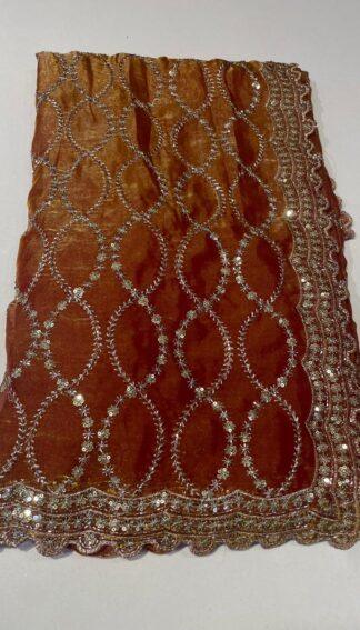 Fendy silk saree with sequin chain embroidery
