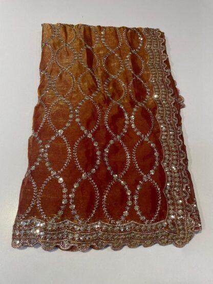 Fendy silk saree with sequin chain embroidery