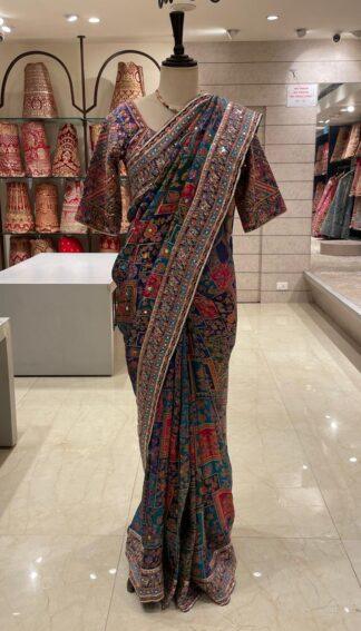 Multicolour Traditional Printed Saree with Designer Border